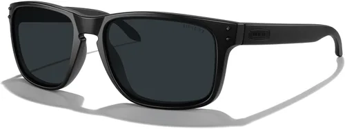 Vista 20 de Gafas de sol polarizadas deportivas para hombre, gafas de sol de marco flexible para pesca deportiva masculina Marco negro/lente negra/metal plateado