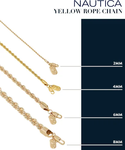 Vista 4 de Nautica 14K Gold Plated Brass Necklace - Classic Twist French Rope Chain Necklace for Men and Women
