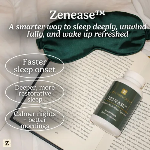 Vista 3 de Zen Principle Zenease - Soporte para dormir con glicinato de magnesio, Ashwagandha KSM-66, azafrán, L-teanina y GABA, sin melatonina, alivio natural