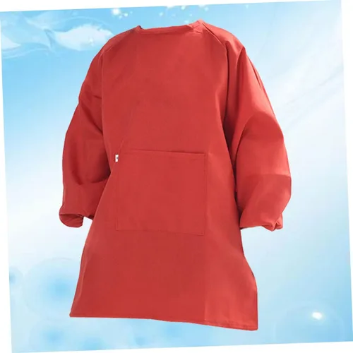 Vista 2 de Long Sleeve Painting Smock Apron Coat Cover with Adjustable Closure Red Protective Clothes for Watercolor Stain Prevention and Easy Cleaning