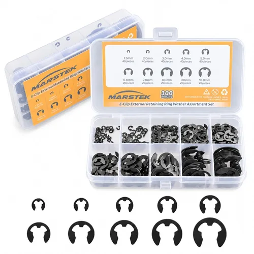 Vista 11 de E Clips Surtido Kit de 120 piezas de anillos de retención externos (M1.5-M10), 10 tamaños de anillos a presión, colección de anillos de retención