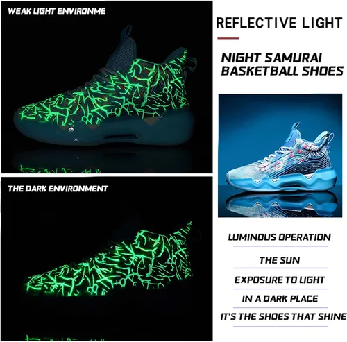 Vista 6 de ADCAB Zapatos de baloncesto fluorescentes para hombre, zapatos para mujer, ligeros, transpirables, al aire libre, antideslizantes, deportivos