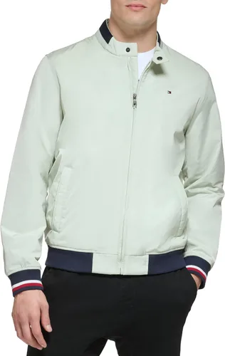 Vista 24 de Tommy Hilfiger Chaqueta bomber ligera Varsity de punto acanalado para hombre Verde militar