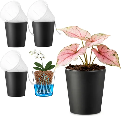 Vista 9 de Olla de riego automático de 6 pulgadas con maceta transparente en Blanco