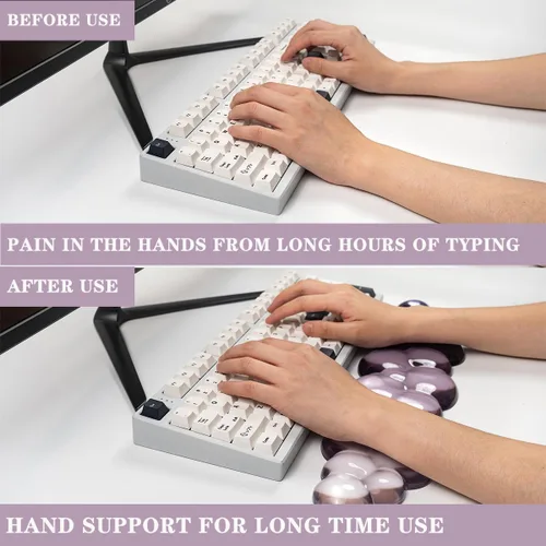 Vista 3 de Set de reposamuñecas ergonómico de gel de silicona para teclado y ratón Cloud – Reposamuñecas transparentes para teclado de computadora 60%/68%/75%