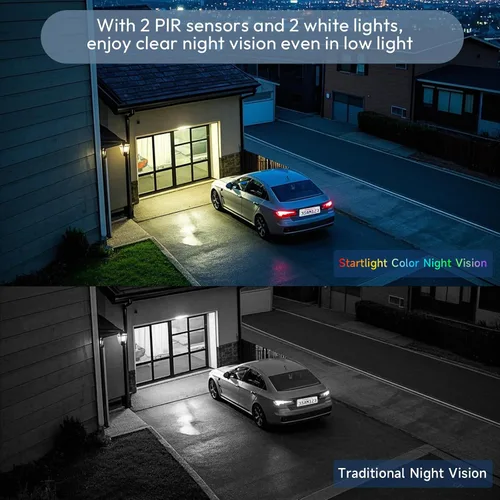 Vista 4 de 2 cámaras WiFi 2.4G/5G para seguridad en el hogar con paneles solares dobles, cámaras de seguridad solar 2K inalámbricas para exteriores, visión