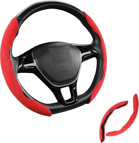 Vista 8 de Funda de gamuza para volante de automóvil, antideslizante, segmentada, adecuada para automóvil, SUV, camión, forma O/D, protector de volante