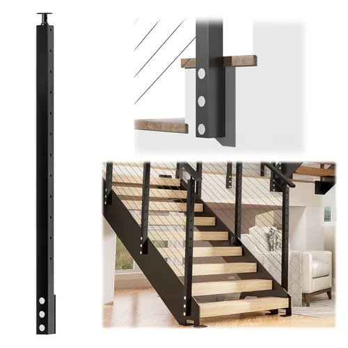 Vista 10 de Muzata RW23 - Kit de barandilla modular de montaje lateral para cubiertas de 42 pulgadas 2 Level Post Kit with Wire Rope & Cable Railing Hardware