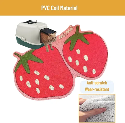 Vista 3 de Bonita alfombra de arena Lexible resistente al deslizamiento de frutas para gatos, tapete para atrapar arena para gatos, tapete para caja de arena