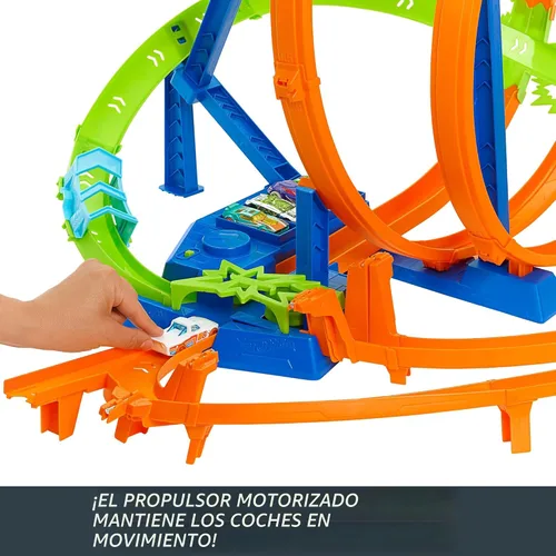 Vista 3 de Paquete de Hot Wheels Epic Crash Dash, zonas de choque, fácil de guardar + Hot Wheels Track Creator Deluxe 25 pies de pista y conectores + 10