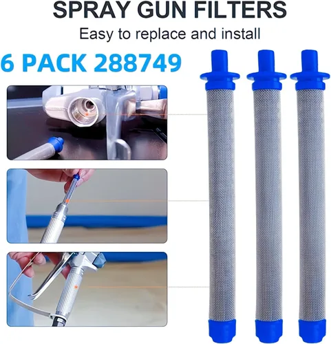 Vista 3 de 2 piezas 288716 de rosca de filtro de entrada de 3/4 pulgadas y 6 filtros de pistola pulverizadora sin aire 288749 compatibles con Graco X5/X7/ProX