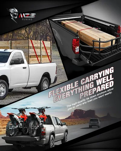 Vista 7 de MZS Anclajes de amarre, anillo en D retráctil compatible con F150 1998-2022 2017-2021 F250 y F350 Super Duty Raptor 2017-2019 - Todo metal, lado