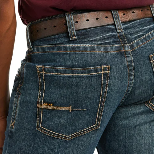 Vista 4 de Ariat Rebar M4 Relaxed DuraStretch - Jeans básicos de corte de bota para hombre, Carbine lado de la plancha