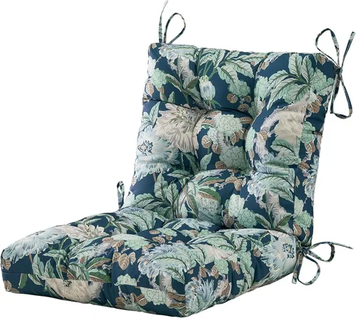 Vista 30 de BLISSWALK Cojines para sillas de exterior, 40 x 20 x 4 pulgadas, cojín de mimbre grueso con respaldo bajo y lazos para muebles de patio, floral