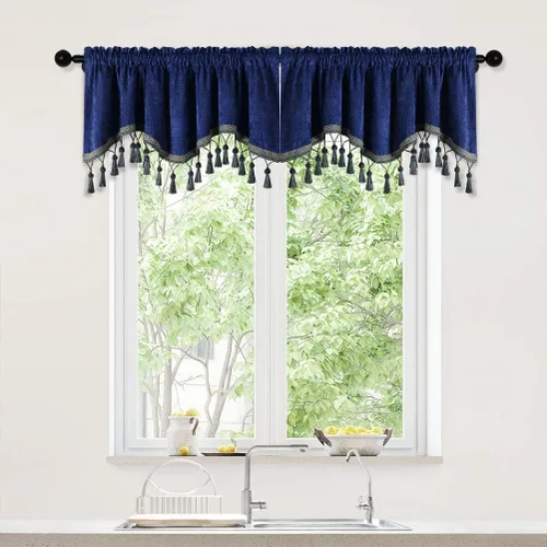 Vista 36 de Cortinas de doble cara de felpilla para cortina de cocina, cenefa para sala de estar