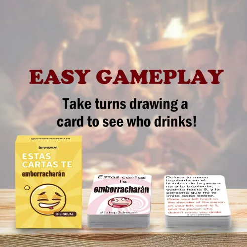 Vista 6 de Juego de Cartas para Beber Bilingüe Español-Inglés Divertidos Juegos de Fiesta con Alcohol para Adultos Emocionante Juego de Mesa para Noches