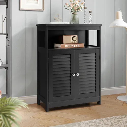 Vista 9 de MAT EXPERT Gabinete de madera independiente con estante ajustable de 3 posiciones, entrada, pasillo, sala de estar, 23.5 pulgadas de largo x 12