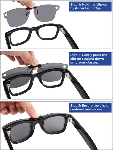 Vista 5 de Lentes de sol polarizados con clip para Ray-Ban Meta Wayfarer RW4008 y Gen 2 RW4012 grandes 53-22 para hombres y mujeres, protección UV, negro