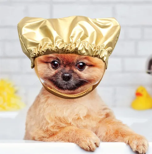 Vista 5 de Pet Supplies - Gorro impermeable de baño para gatos y perros, gorras de ducha para mascotas, banda de goma larga ajustable impermeable para perros