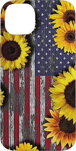 Vista 15 de American Flag with Sunflowers Case for iPhone 17