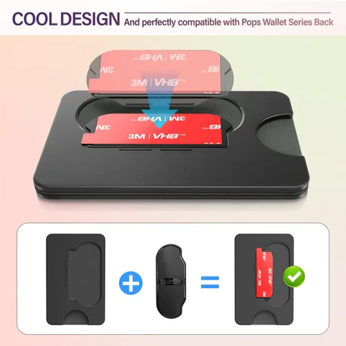 Vista 2 de volport 3 piezas de base adhesiva para cartera Pops + tiras adhesivas desmontables de piezas de repuesto para cartera de enchufe Plus y funda
