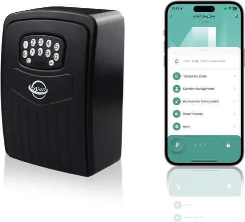Vista 11 de Caja de bloqueo de botón, caja de almacenamiento de llaves montada en la pared al aire libre con código reiniciable de teclado de 10 dígitos