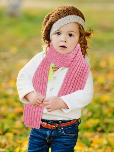 Vista 3 de SATINIOR 4 piezas de bufanda de punto para niños, bufanda de invierno de color sólido para niño y niña