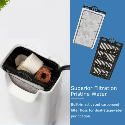 Vista 7 de Filtro de acuario pequeño, filtro de tanque de peces, filtro de tanque de tortuga, filtro ultra silencioso de 3.5 W de baja agua para reptiles de 1