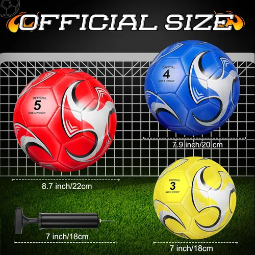 Vista 2 de Supervitae Paquete de 12 pelotas de fútbol para adolescentes y adultos, a granel, pelotas de fútbol desinfladas con bomba, entrenamiento al aire