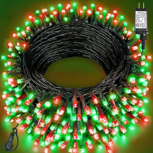 Vista 25 de Tira de luces LED de Navidad de 40 pies para exteriores, luces rojas y blancas de Navidad impermeables, 8 modos y temporizador, luces de árbol
