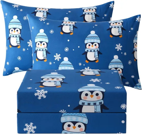 Vista 15 de JSD - Juego de sábanas de 3 piezas para niños, tamaño individual Soft Printed Microfiber Sheet and Pillowcase Set, OEKO-TEX Certified, 16 inch Deep