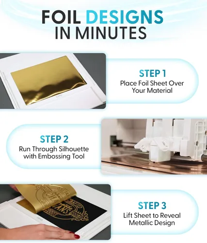 Vista 6 de Silhouette - Hojas de transferencia de papel de aluminio de 8.5 x 11 pulgadas, paquete de 6 unidades, color dorado