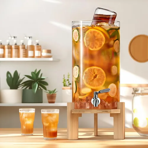 Vista 6 de Dispensador de bebidas de 2.9 galones, dispensador de bebidas de vidrio con soporte, dispensadores de bebidas para fiestas, dispensador de bebidas