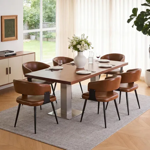 Vista 16 de Juego de 2 sillas de comedor, modernas sillas tapizadas para cocina y comedor con tela tejida transpirable, fáciles de montar y limpiar