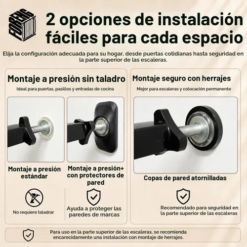 Vista 7 de Puertas de bebé extra anchas para puertas 52.76"-62.20" Puerta de bebé extra ancha Puerta para perros Montada a presión Sin perforación con paso