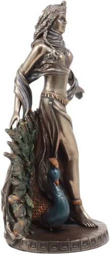 Vista 4 de Ebros Gift Romana Juno Diosa griega Hera con pavo real sagrado Estatua Deidad del matrimonio Fertilidad y mujeres Figura decorativa Mitología Deidad