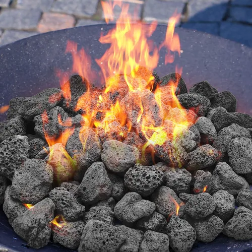 Vista 4 de Skyflame Rocas de lava de 10 libras para hogueras, mesas de fuego, chimeneas, decoración de paisajismo de jardín