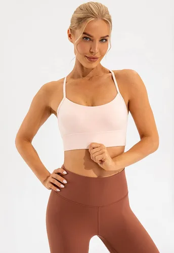 Vista 3 de Lavento Sujetador deportivo con espalda en Y para mujer, tirantes delgados, acolchado, de bajo impacto, para entrenamiento, yoga