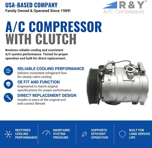 Vista 2 de RYC Compresor de aire acondicionado automotriz y embrague de A/C GG389 (se adapta a Honda Accord 2.4L 2003, 2004, 2005, 2006, 2007)