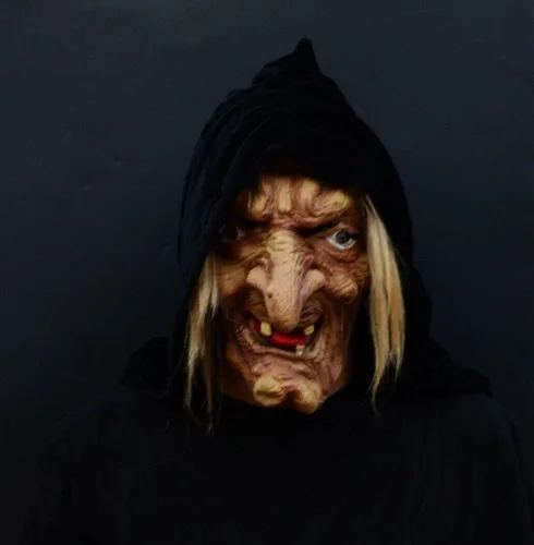 Vista 4 de Acid Tactical Máscara de bruja de látex espeluznante para Halloween, bruja blanca como la nieve malvada