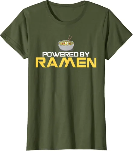 Vista 92 de Camiseta de fideos de anime japoneses Powered By Ramen, Negro, S