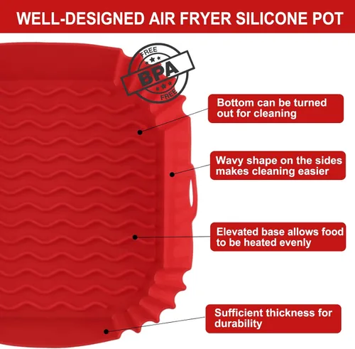 Vista 6 de Paquete de 2 forros cuadrados de silicona para freidora de aire, insertos reutilizables de 8 pulgadas para freidoras de aire de 4 a 7 cuartos