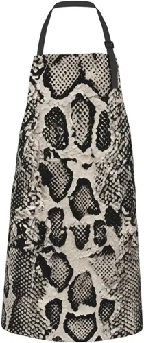 Vista 2 de YANYU Classic Snake Skin Print 28x33 In Kitchen Apron Stylish Chef Apron with Pockets for Cooking Baking Painting