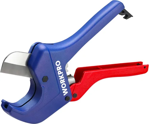 Vista 10 de WORKPRO Cortador de tubos de PVC con trinquete, hasta 1-5/8 pulgadas, cortador de tubos y tubos de plástico para mangueras de PEX, PVC, PPR