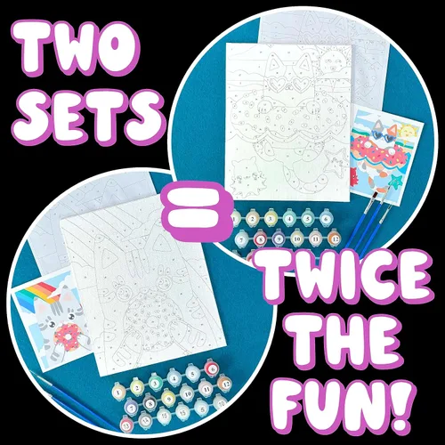 Vista 7 de Astrakuma Studio Pintura por números para niños de 8 a 12 años – Kits de pintura de donas de gato por números con tableros de lienzo predibujados
