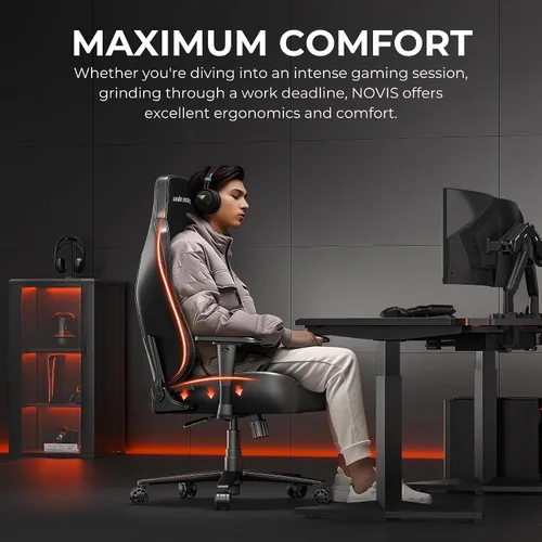 Vista 3 de Anda Seat Novis - Silla de juegos para adultos, sillas reclinables XL, silla de oficina ergonómica de cuero de PVC, soporte lumbar trasero