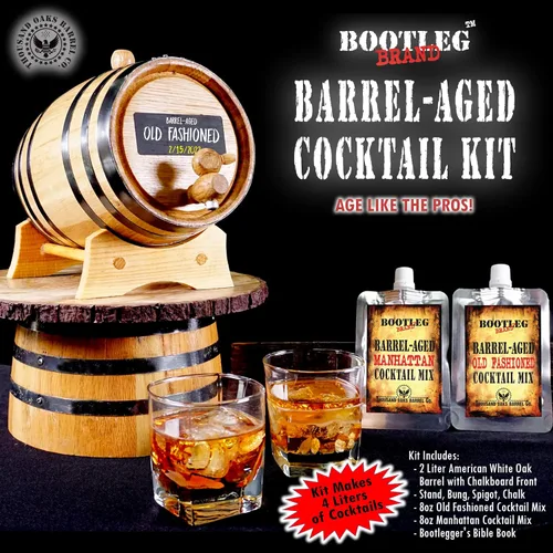 Vista 3 de Kit de envejecimiento de cóctel de barril de whisky de 2 litros, mini barriles de bourbon de 2 litros completos con barril de pizarra frontal