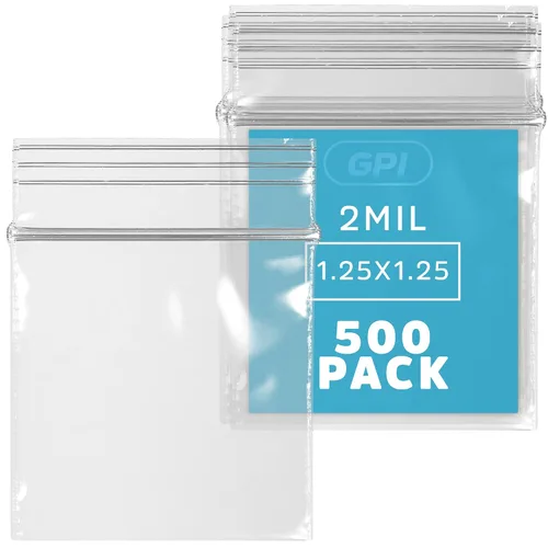 Vista 16 de GPI Paquete de 200 bolsas de plástico transparente con cremallera de 1 pulgada x 1 pulgada de grosor, bolsas de polietileno resistentes y duraderas