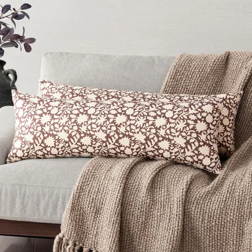 Vista 11 de Foindtower - Juego de 2 fundas de almohada decorativas con flores neutras estilo farmhouse, fundas de almohada boho para sofá, sofá cama