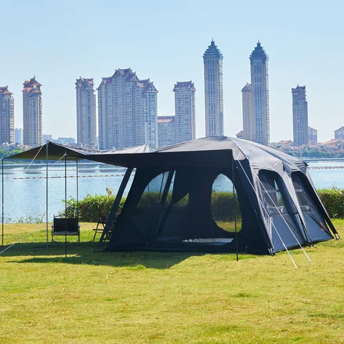 Vista 10 de KTT Extra Large Tent 6-10-12-14 Person(A),Family Cabin Tents,2 Rooms,3 Doors and 3 Windows with Mesh,Straight Wall,Waterproof,Double Layer,Big Tent